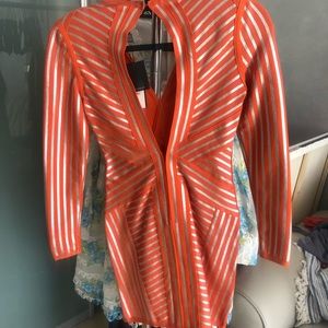 herve leger bandage orange dress